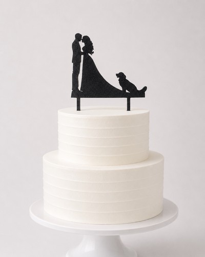 Cake topper sposi con - topper, cane